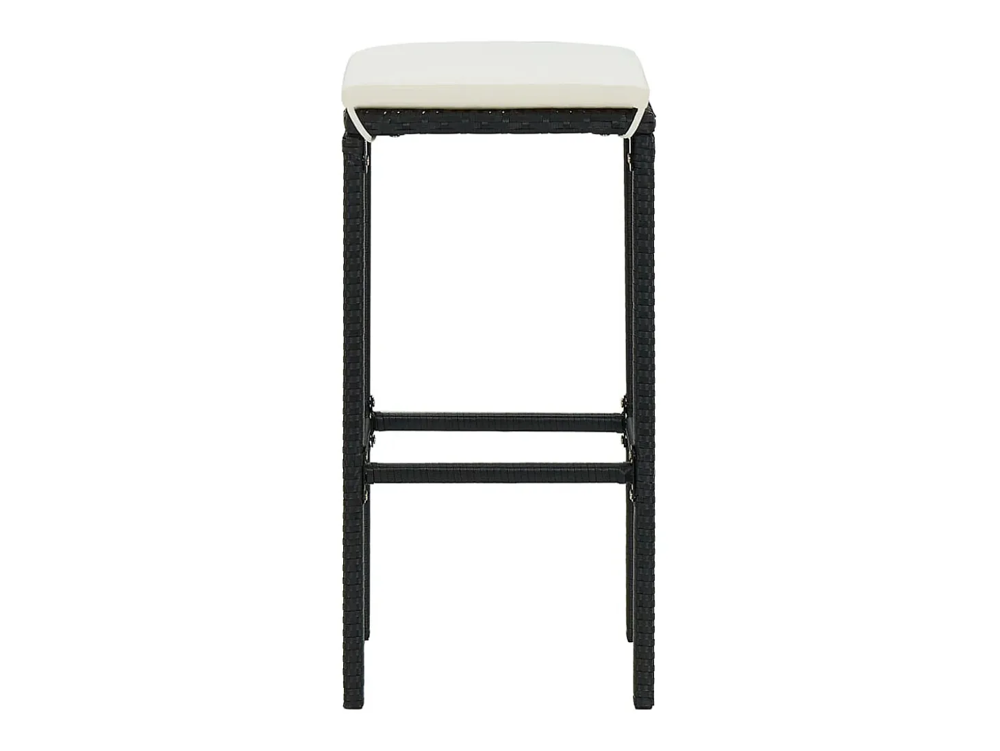 Juego de 6 taburetes de bar con cojines de resina de mimbre negro