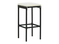 Juego de 6 taburetes de bar con cojines de resina de mimbre negro