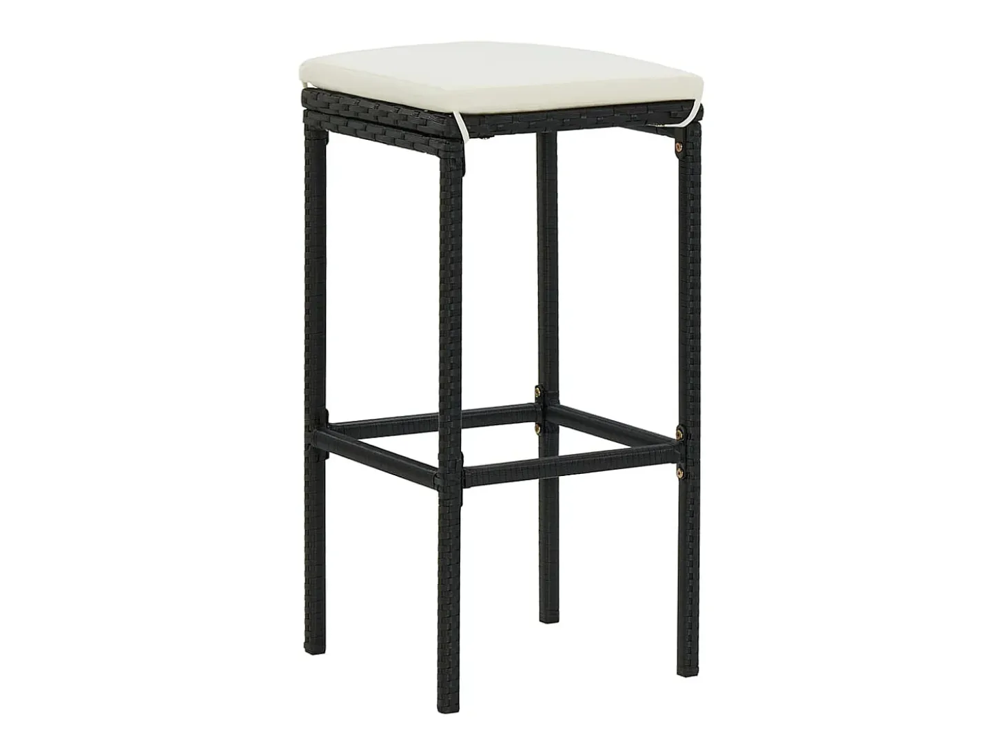 Juego de 6 taburetes de bar con cojines de resina de mimbre negro