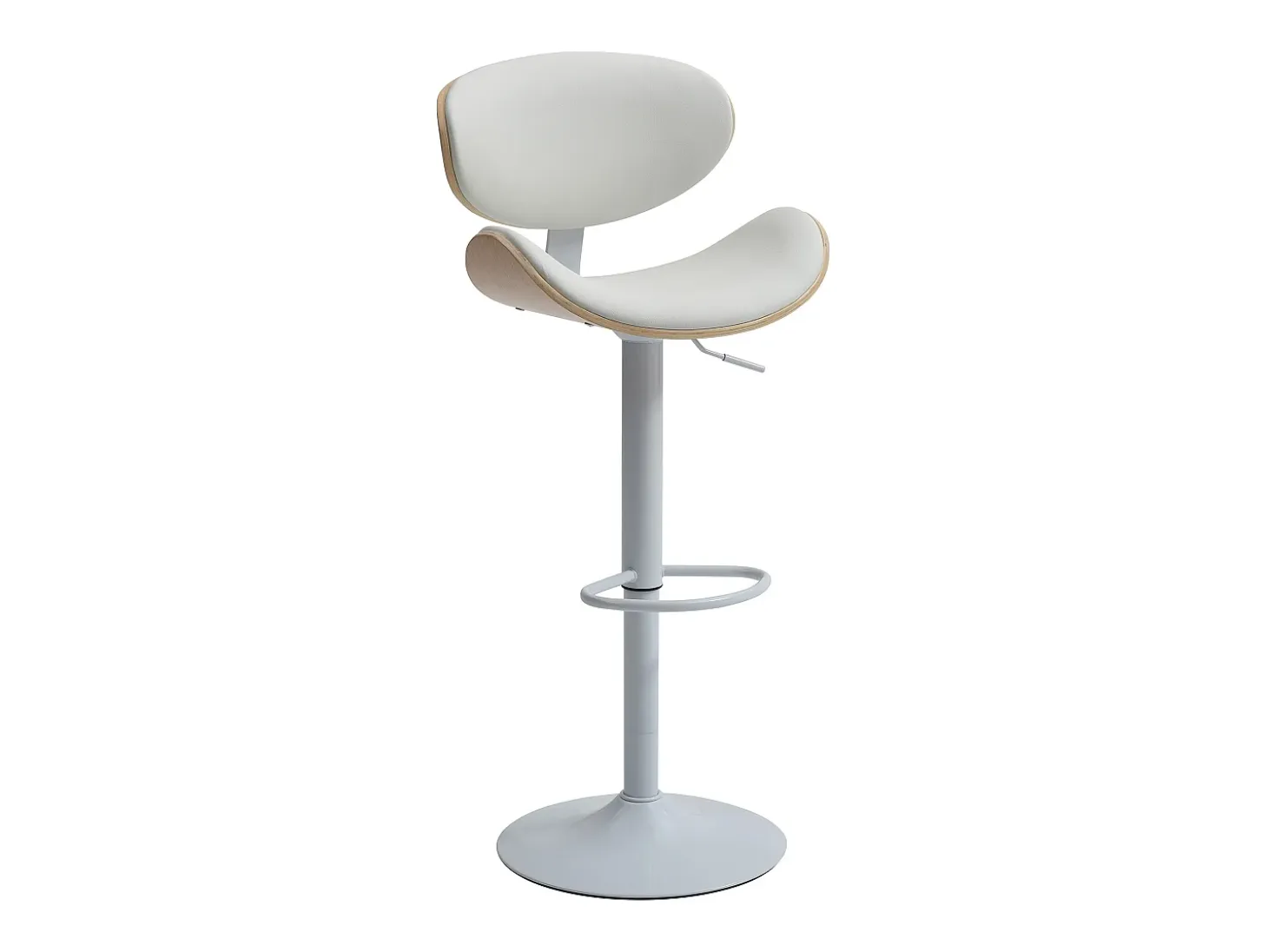Juego de 2 taburetes de bar de cuero sintético - Altura ajustable - Natural y Blanco - MONTENEGRO