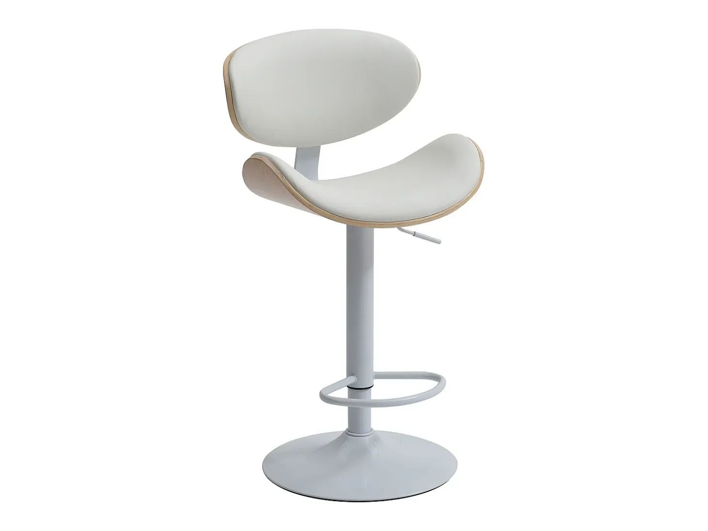 Juego de 2 taburetes de bar de cuero sintético - Altura ajustable - Natural y Blanco - MONTENEGRO