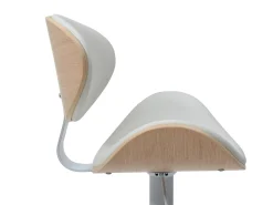 Juego de 2 taburetes de bar de cuero sintético - Altura ajustable - Natural y Blanco - MONTENEGRO