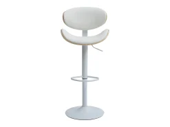 Juego de 2 taburetes de bar de cuero sintético - Altura ajustable - Natural y Blanco - MONTENEGRO