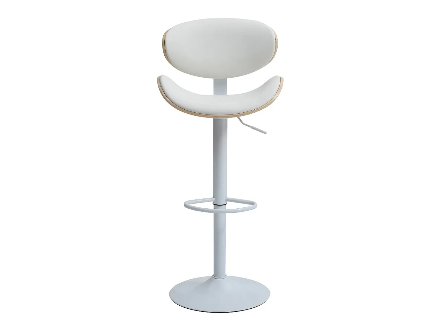 Juego de 2 taburetes de bar de cuero sintético - Altura ajustable - Natural y Blanco - MONTENEGRO