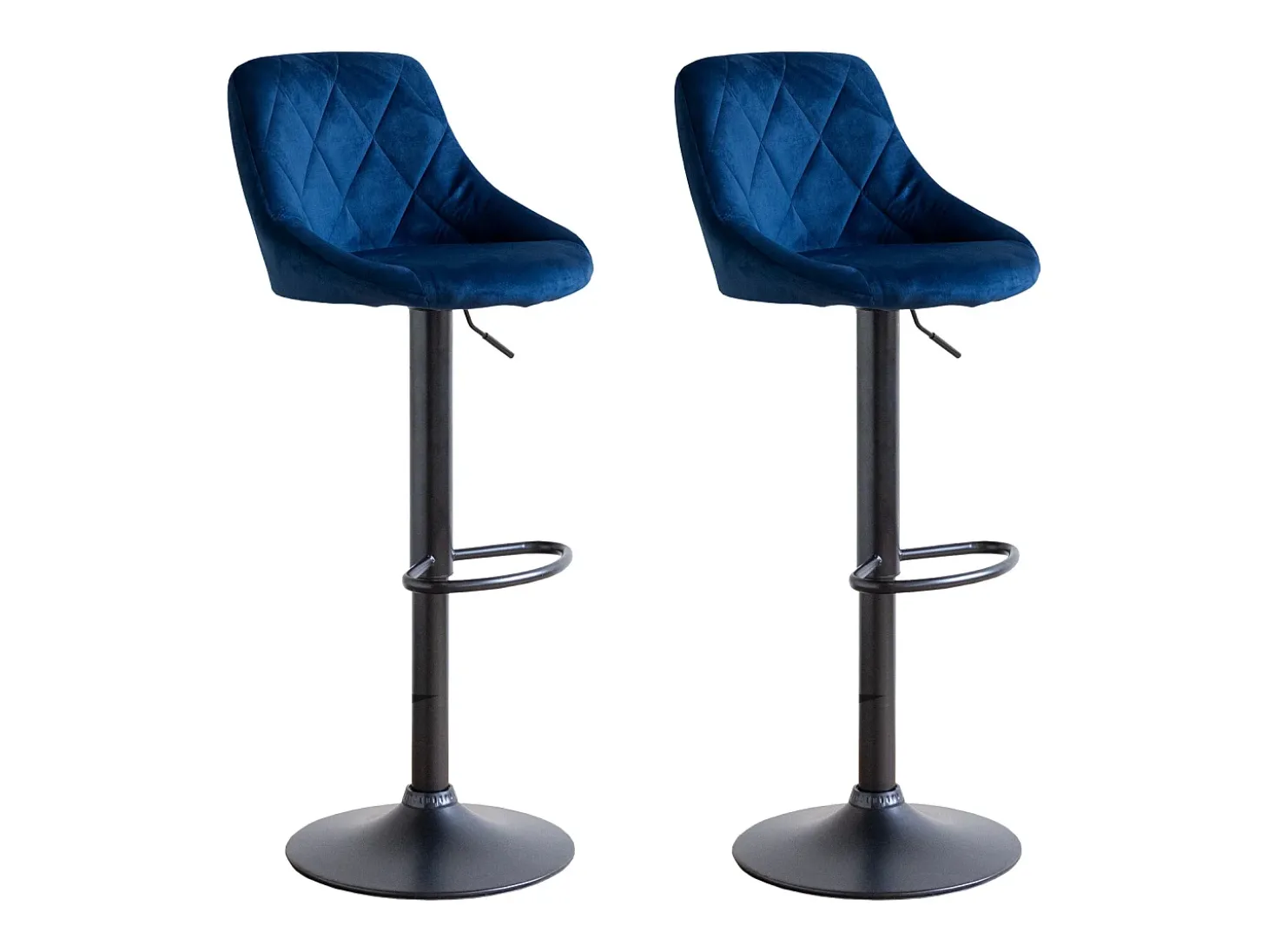 Juego de 2 taburetes de bar de terciopelo azul ROBIN