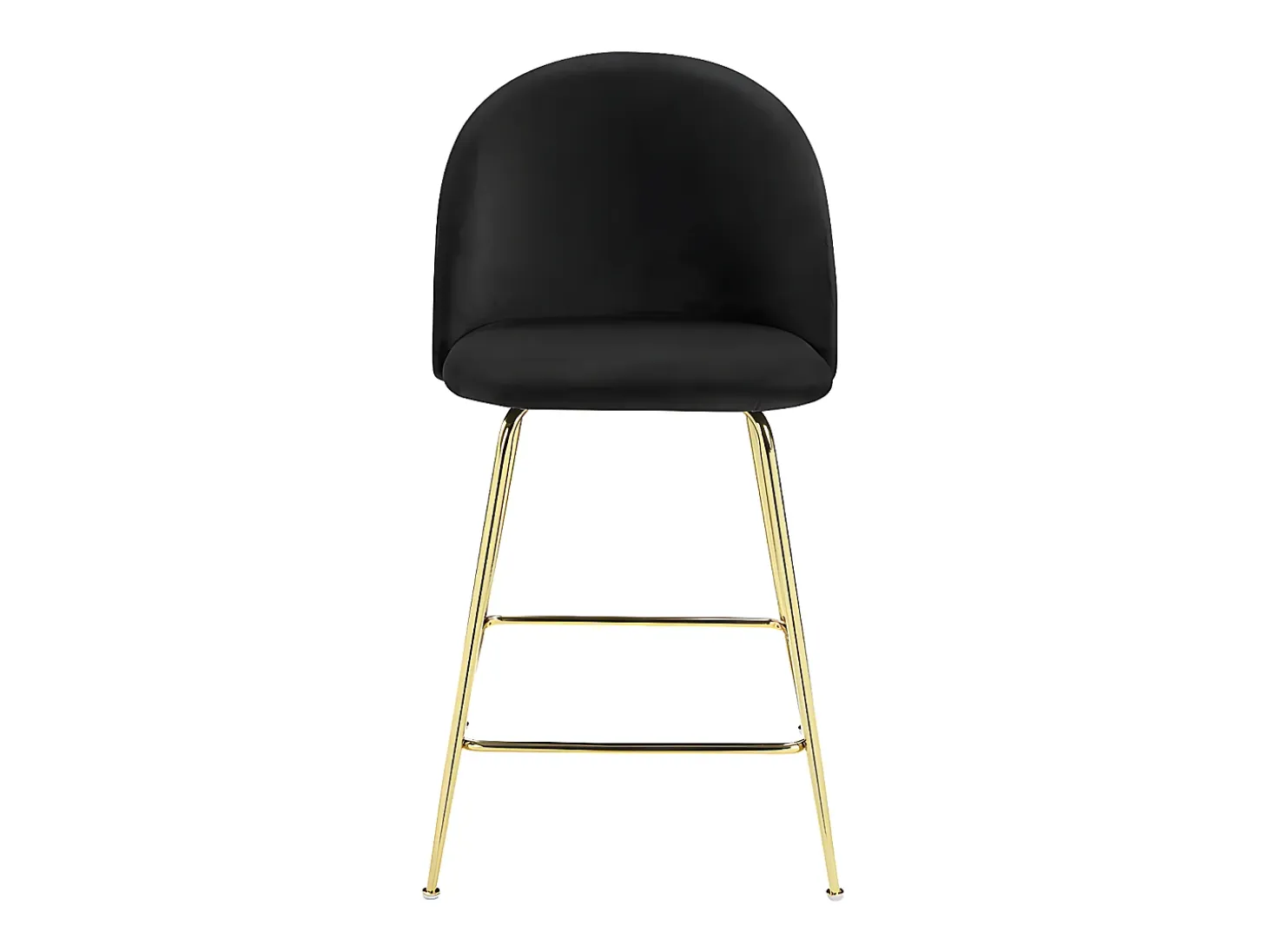 Juego de 2 taburetes de bar - Terciopelo y metal dorado - Negro - MELBOURNE