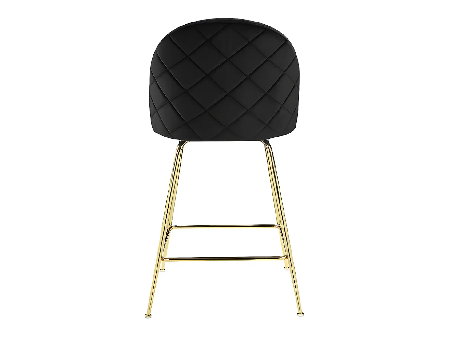 Juego de 2 taburetes de bar - Terciopelo y metal dorado - Negro - MELBOURNE