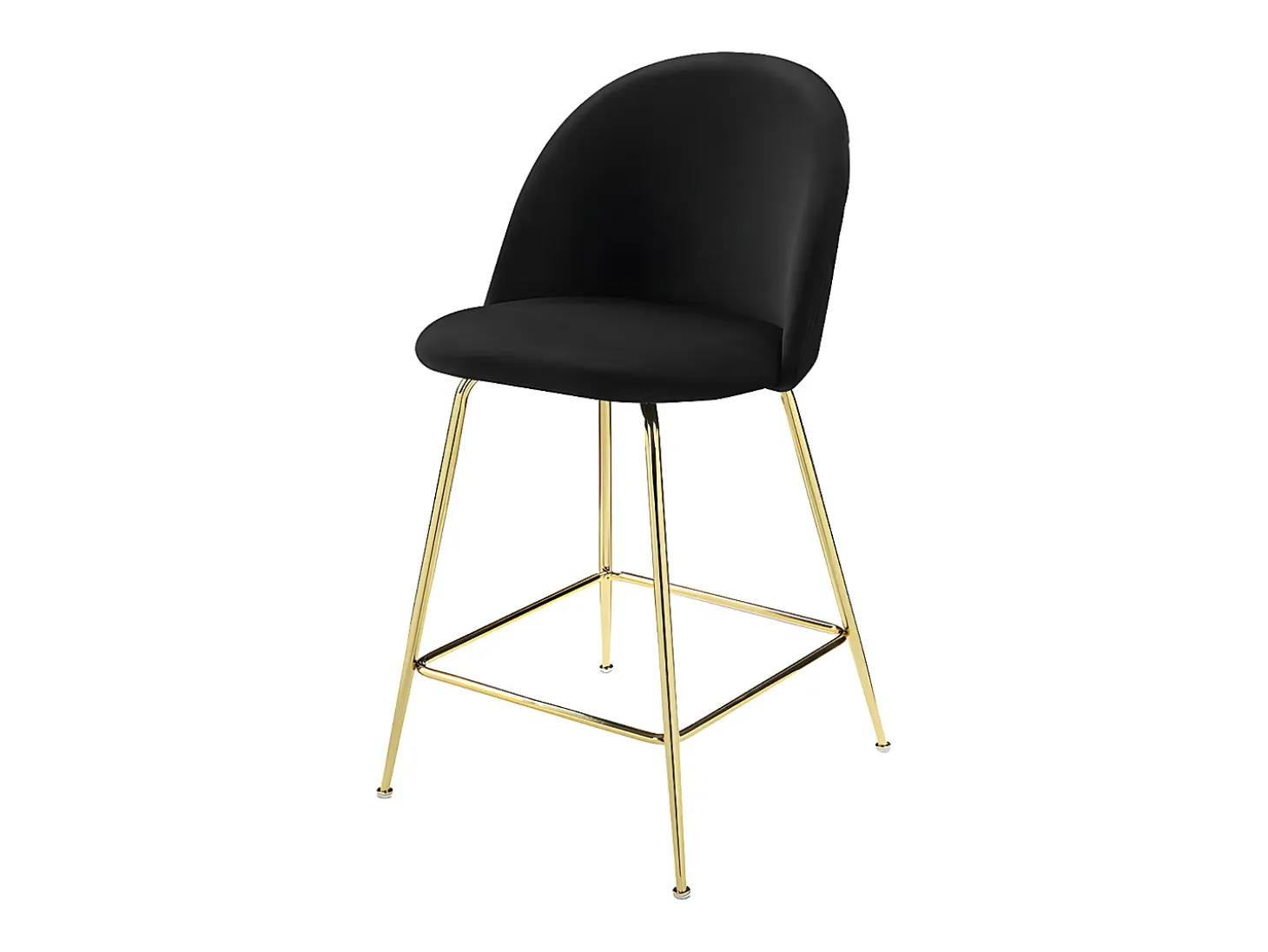 Juego de 2 taburetes de bar - Terciopelo y metal dorado - Negro - MELBOURNE