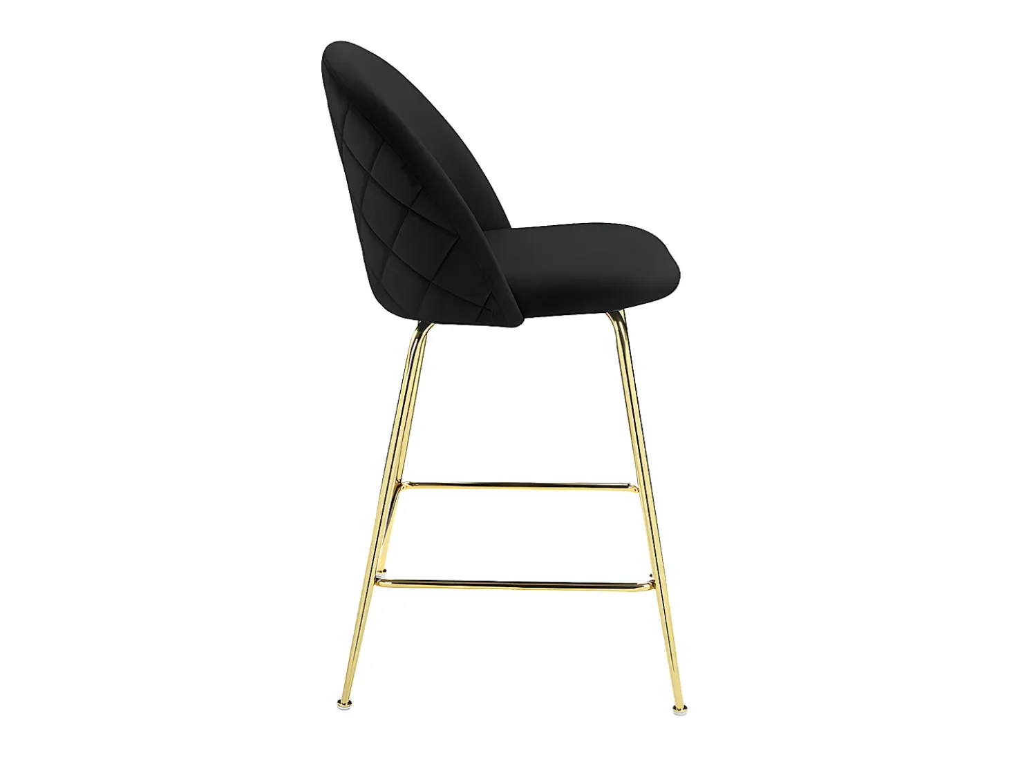 Juego de 2 taburetes de bar - Terciopelo y metal dorado - Negro - MELBOURNE
