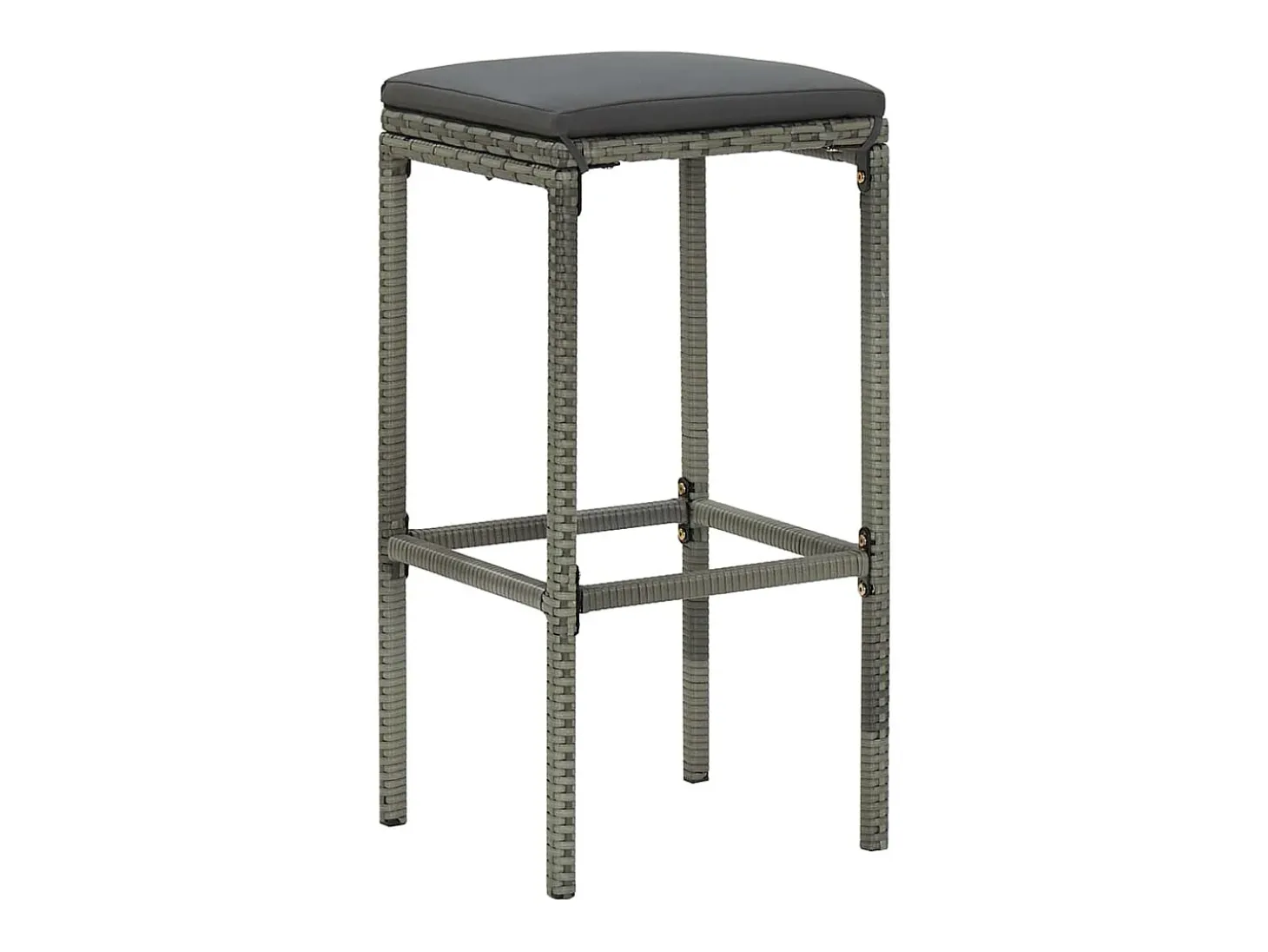 Juego de 6 taburetes de bar con cojines de resina de mimbre gris