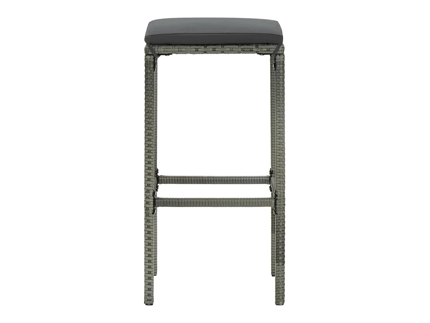 Juego de 6 taburetes de bar con cojines de resina de mimbre gris