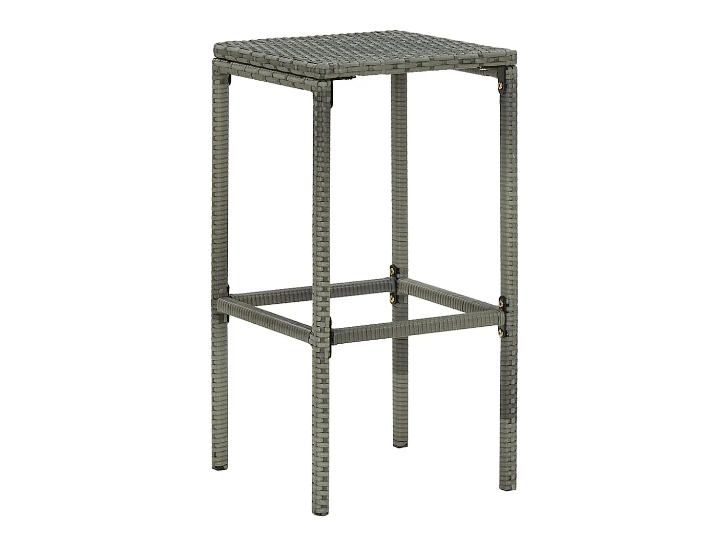 Juego de 6 taburetes de bar con cojines de resina de mimbre gris