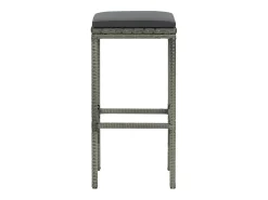 Juego de 6 taburetes de bar con cojines de resina de mimbre gris