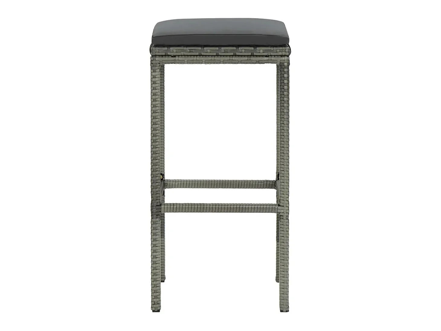 Juego de 6 taburetes de bar con cojines de resina de mimbre gris