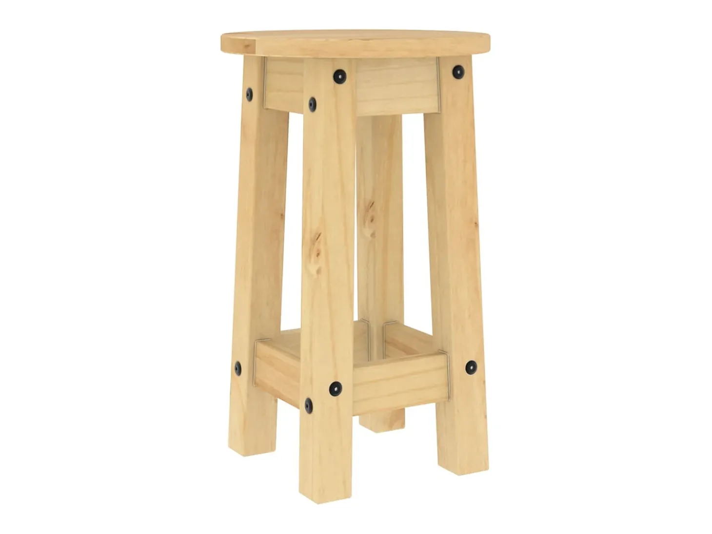 Juego de 2 taburetes de bar de madera maciza de pino