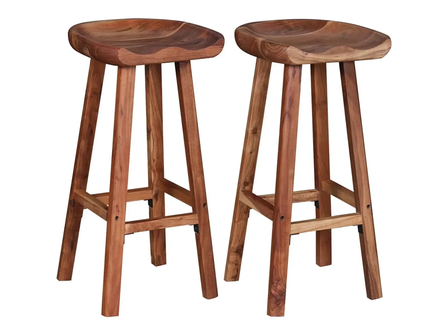 Juego de 2 taburetes de bar de madera maciza de acacia