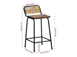 Juego de 4 taburetes de bar 46x35,5x80cm madera maciza recuperada