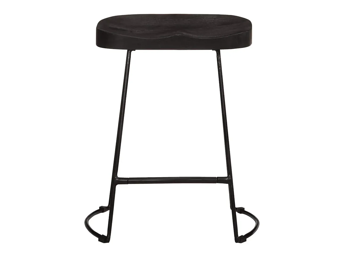 Juego de 2 taburetes de bar negros 46x38x52 cm madera maciza de mango