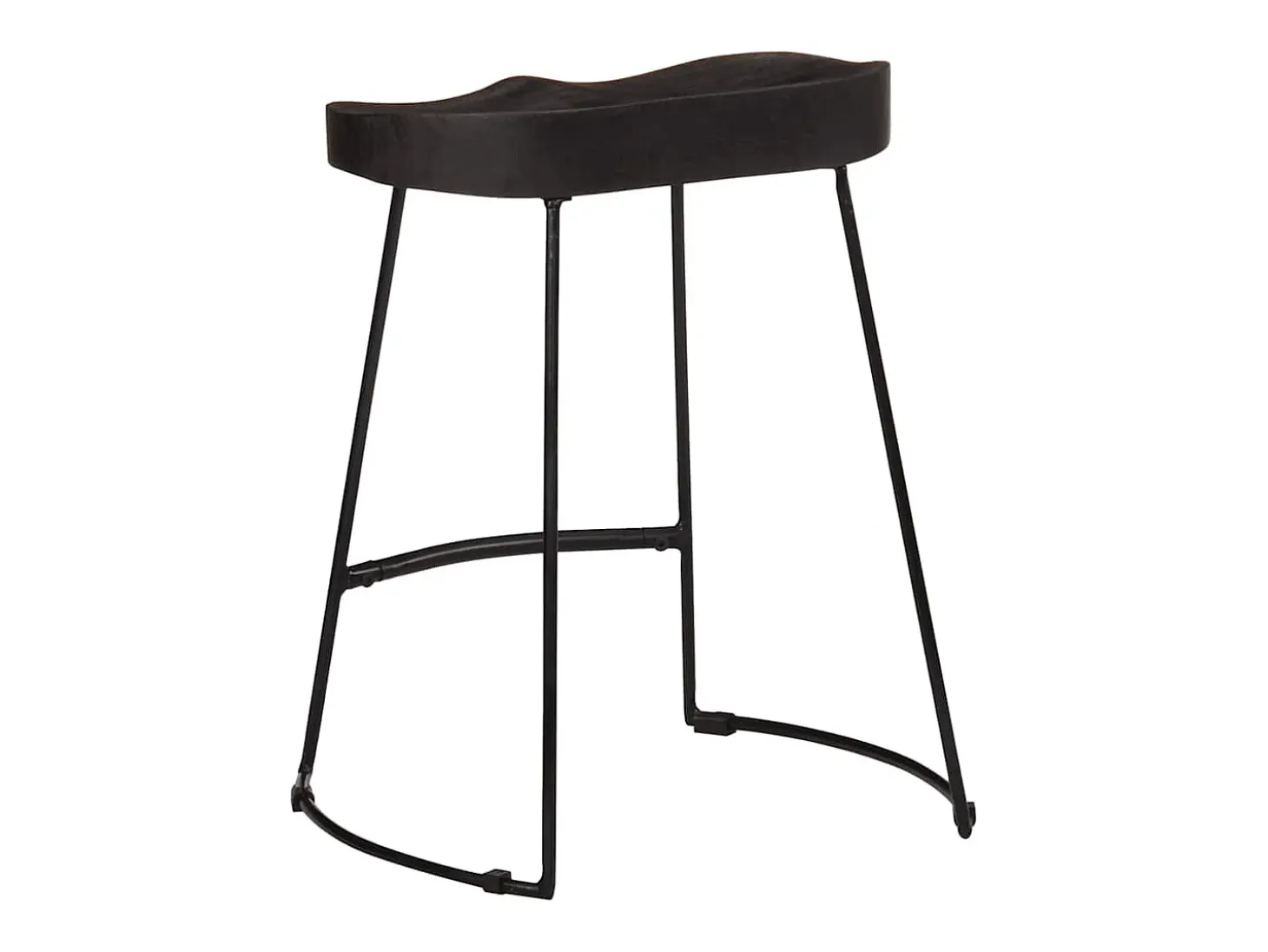 Juego de 2 taburetes de bar negros 46x38x52 cm madera maciza de mango