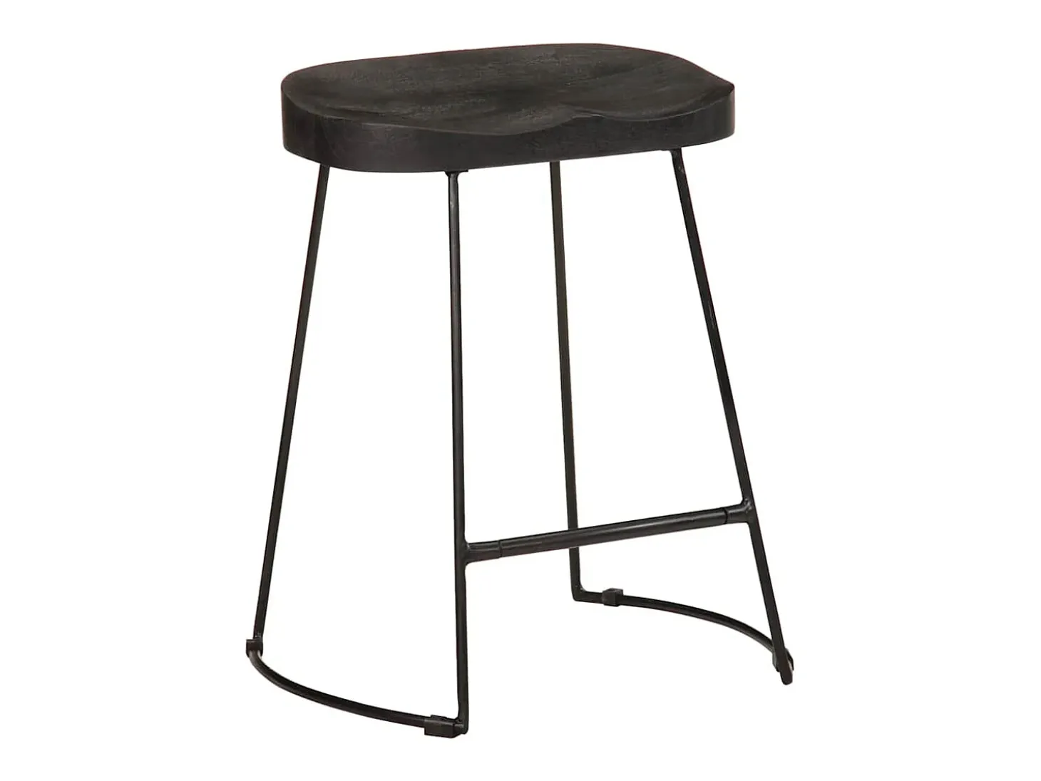 Juego de 2 taburetes de bar negros 46x38x52 cm madera maciza de mango