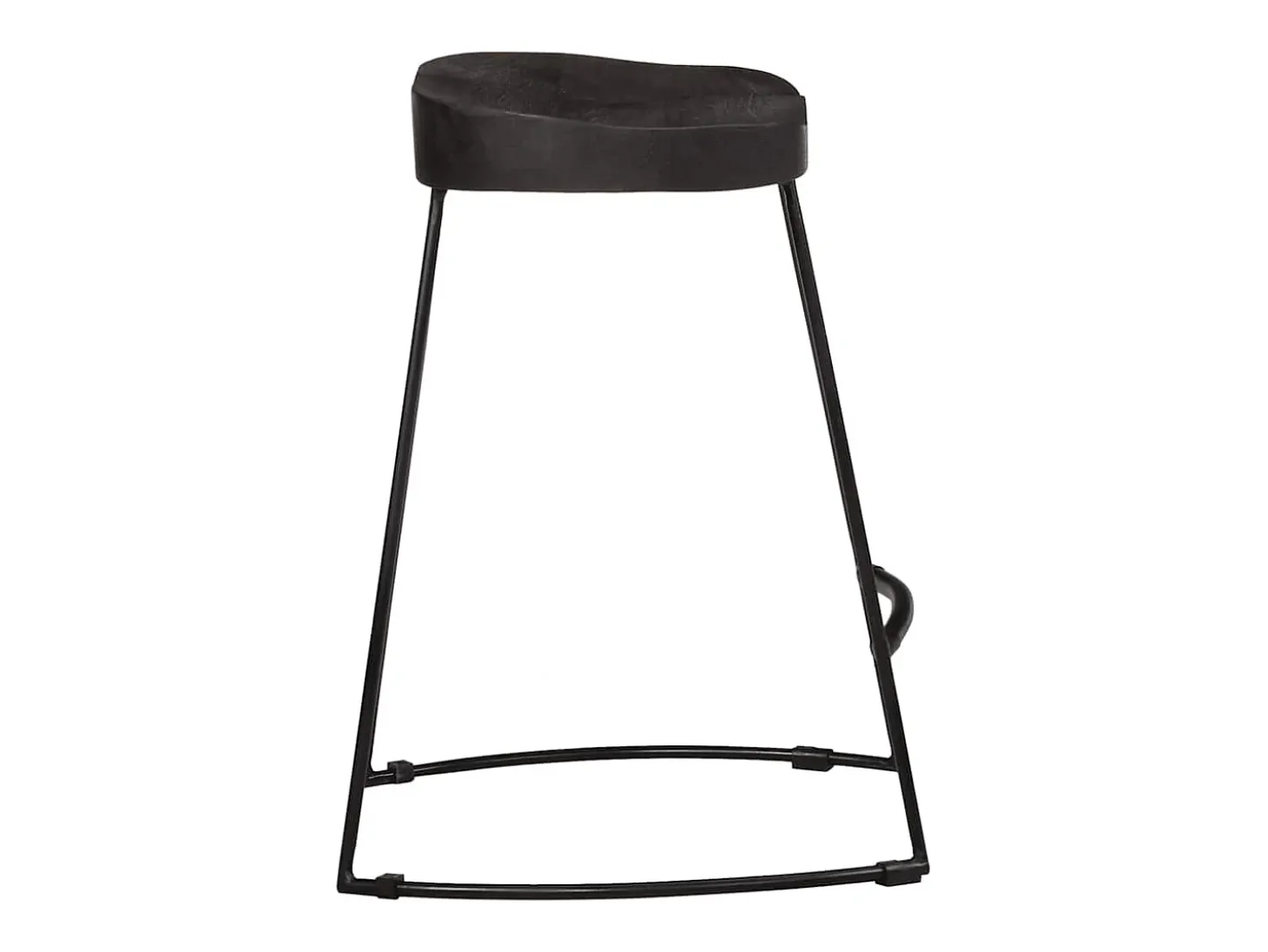 Juego de 2 taburetes de bar negros 46x38x52 cm madera maciza de mango
