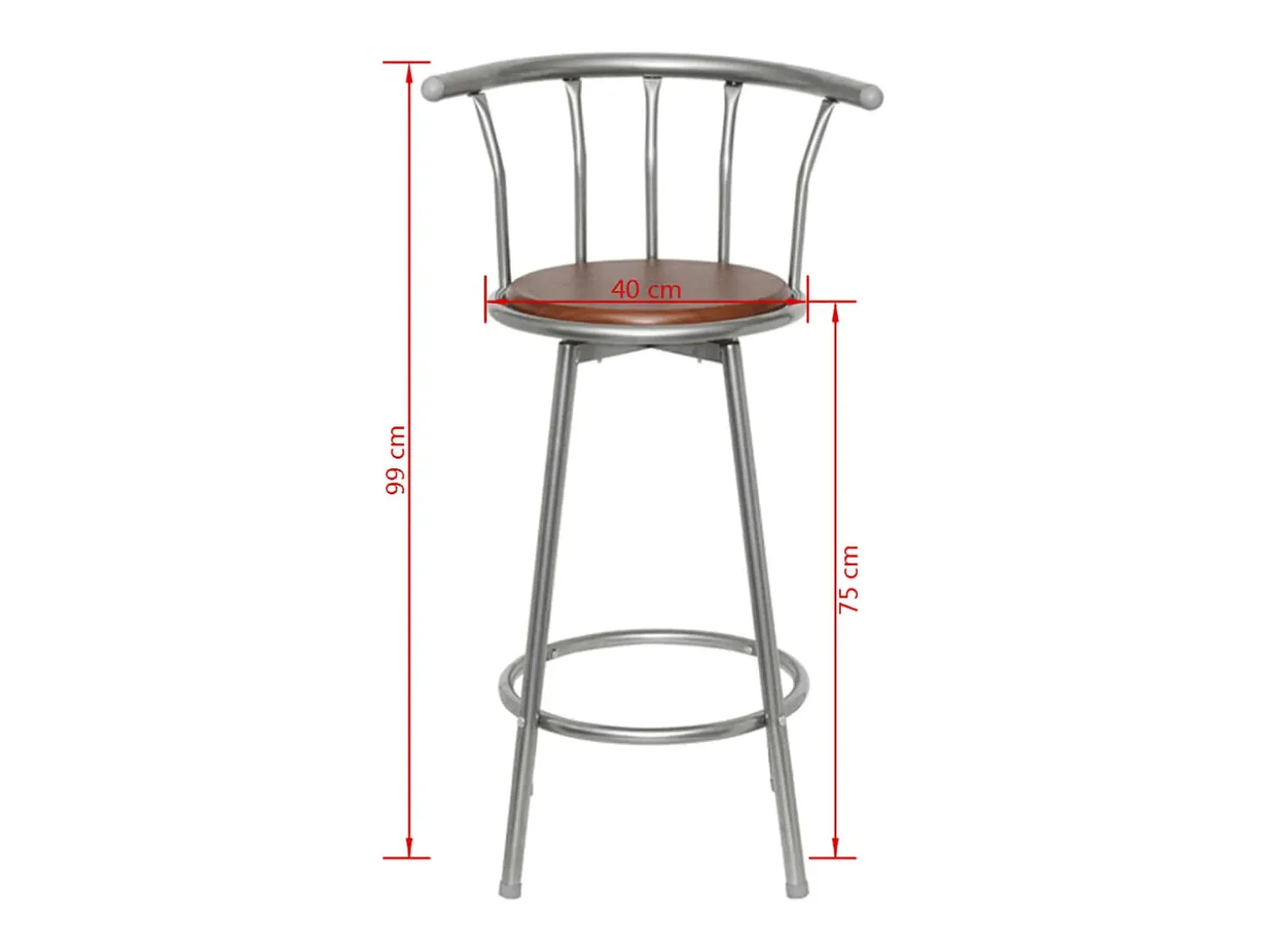 Juego de 2 taburetes de bar de acero marrón