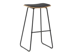 Juego de 4 taburetes de bar de piel sintética negra