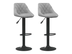 Juego de 2 taburetes de bar de terciopelo gris claro