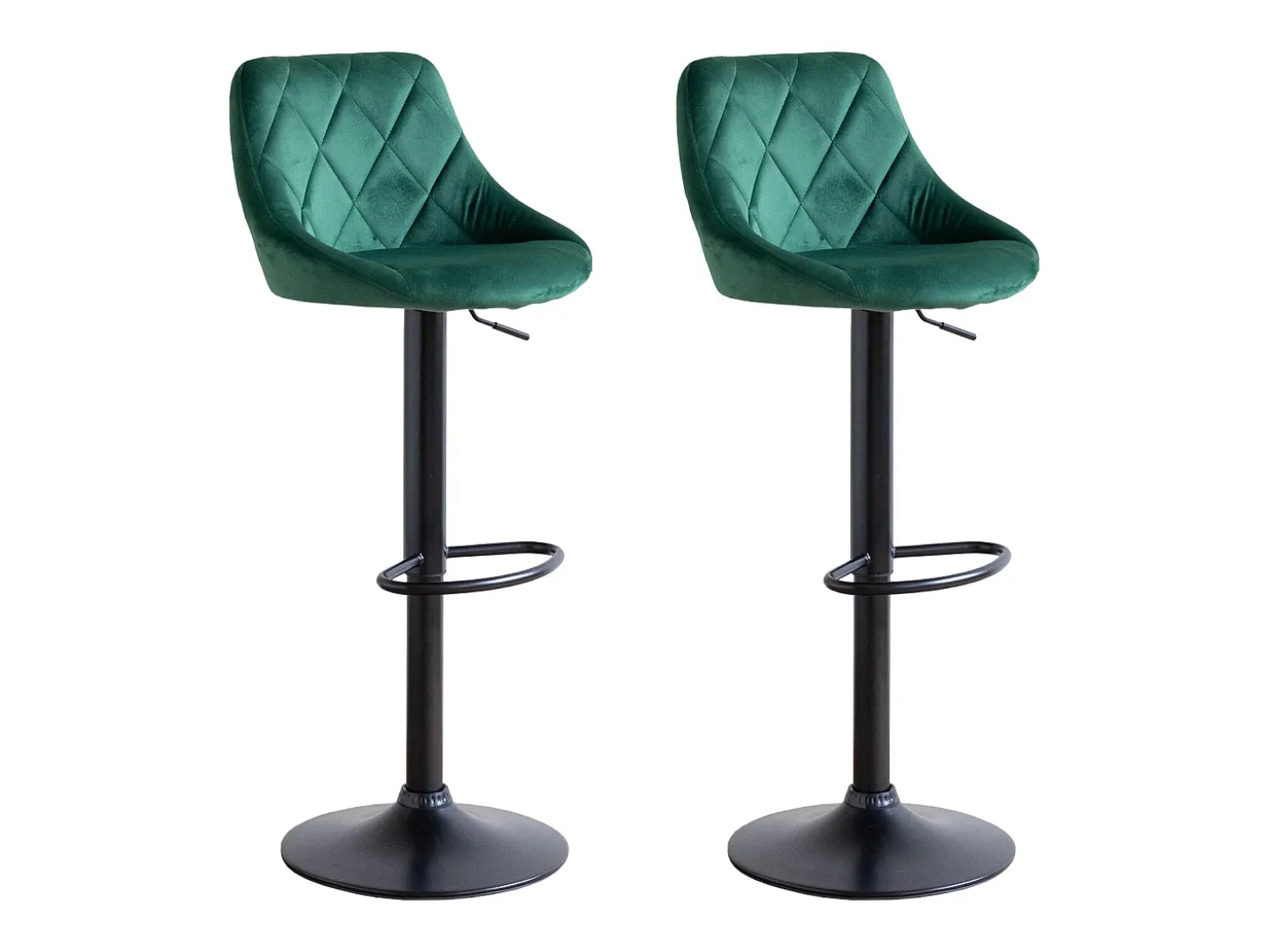 Juego de 2 taburetes de bar de terciopelo verde ROBIN