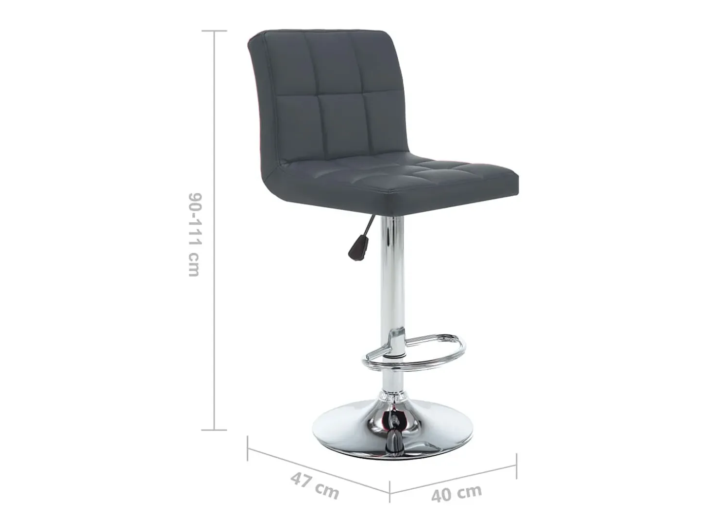 Juego de 2 taburetes de bar en piel sintética gris