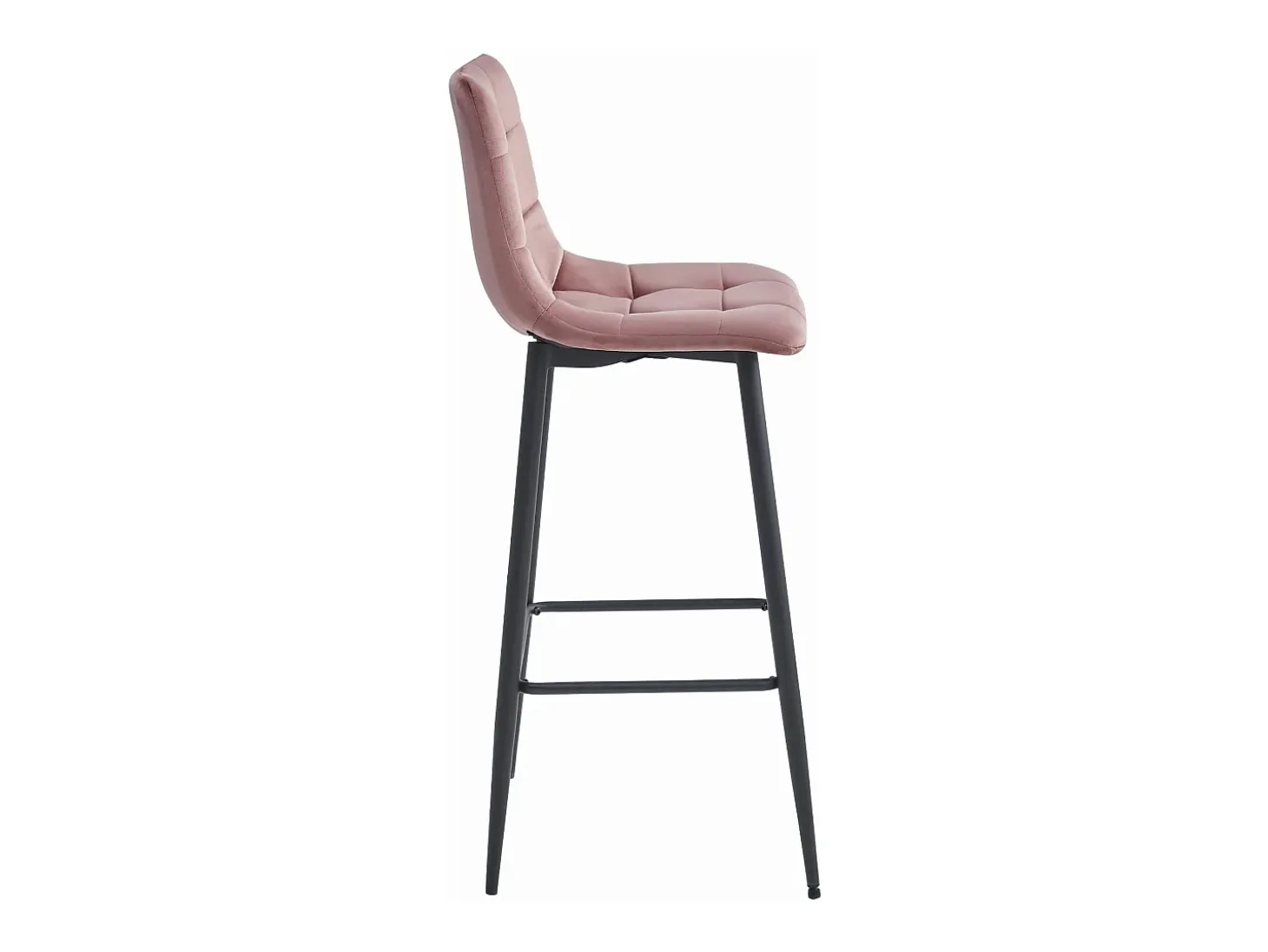 Juego de 4 taburetes de bar Valora LIVI: terciopelo rosa oscuro y patas negras