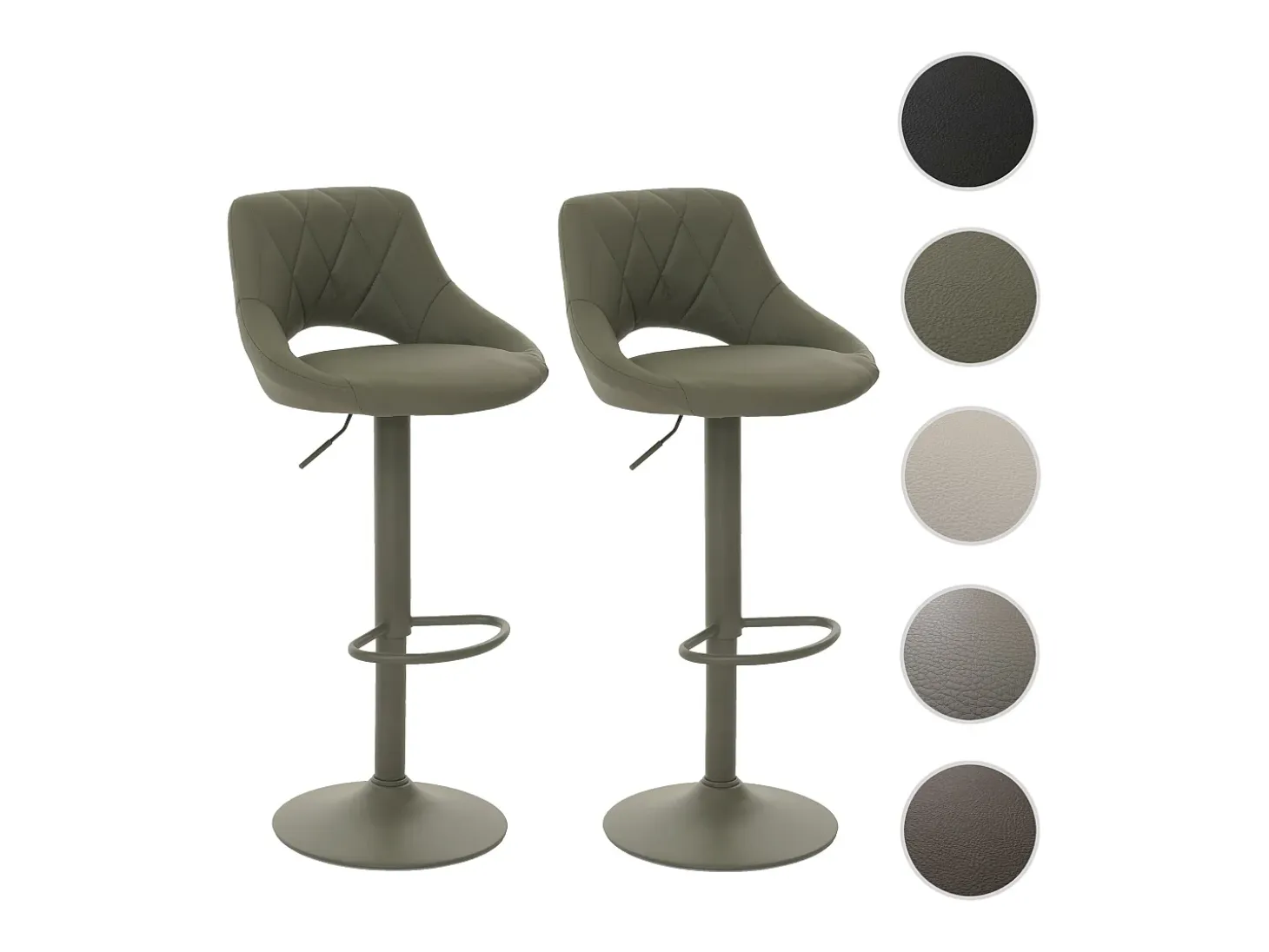 Juego de 2 taburetes de bar MCW-N64, verde