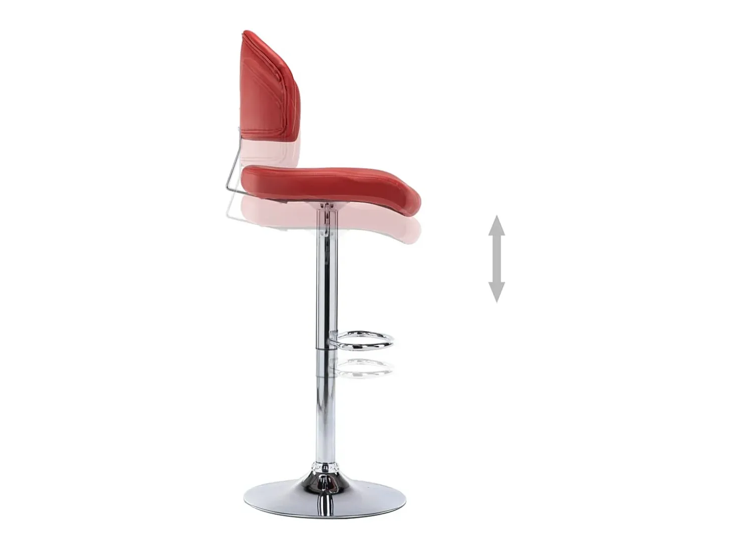 Juego de 2 taburetes de bar en piel sintética color rojo burdeos