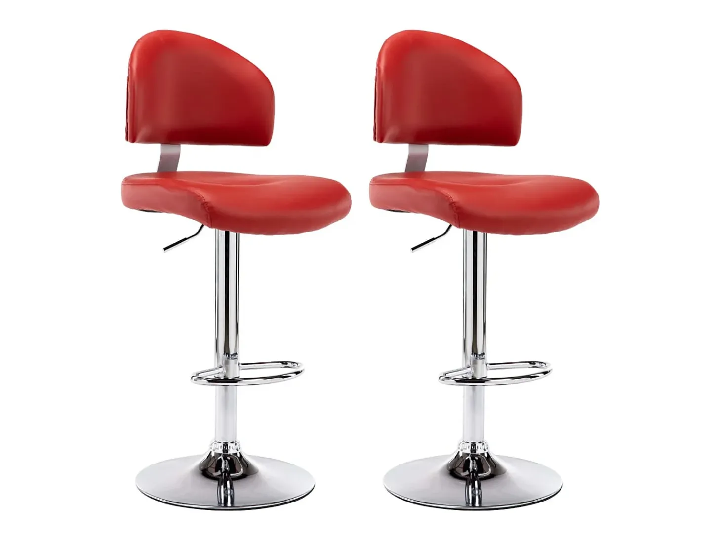 Juego de 2 taburetes de bar en piel sintética color rojo burdeos
