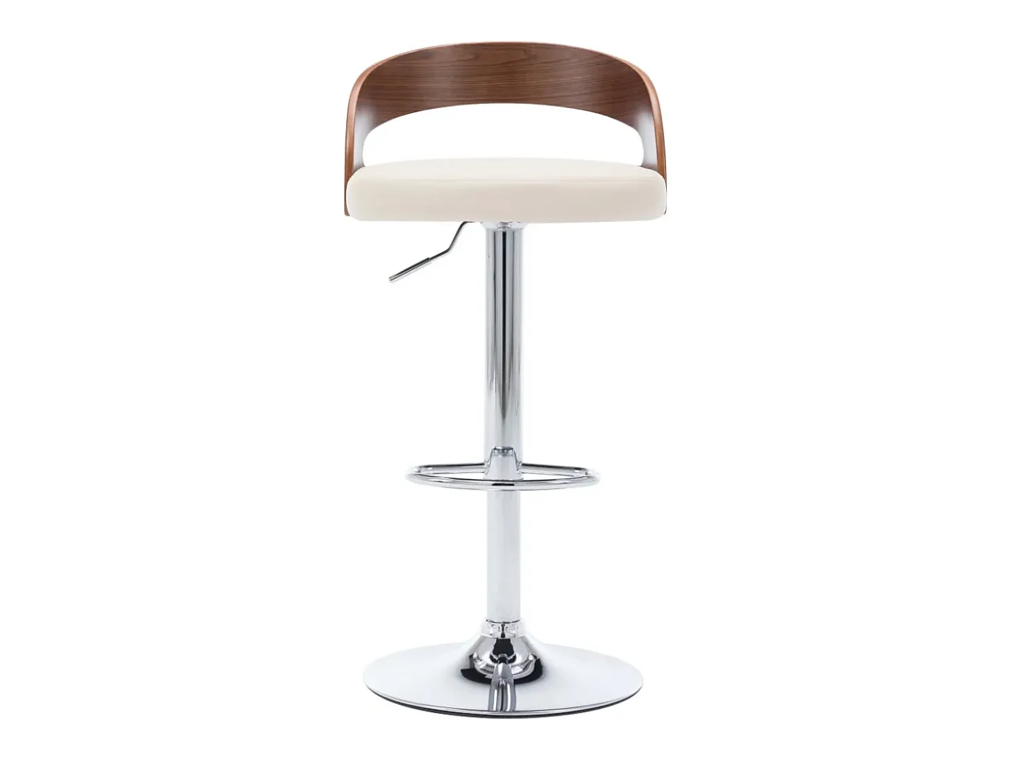 Juego de 2 taburetes de bar de piel sintética color crema y madera curvada