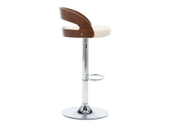 Juego de 2 taburetes de bar de piel sintética color crema y madera curvada