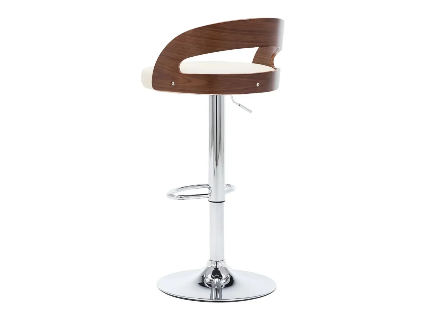Juego de 2 taburetes de bar de piel sintética color crema y madera curvada