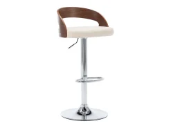 Juego de 2 taburetes de bar de piel sintética color crema y madera curvada