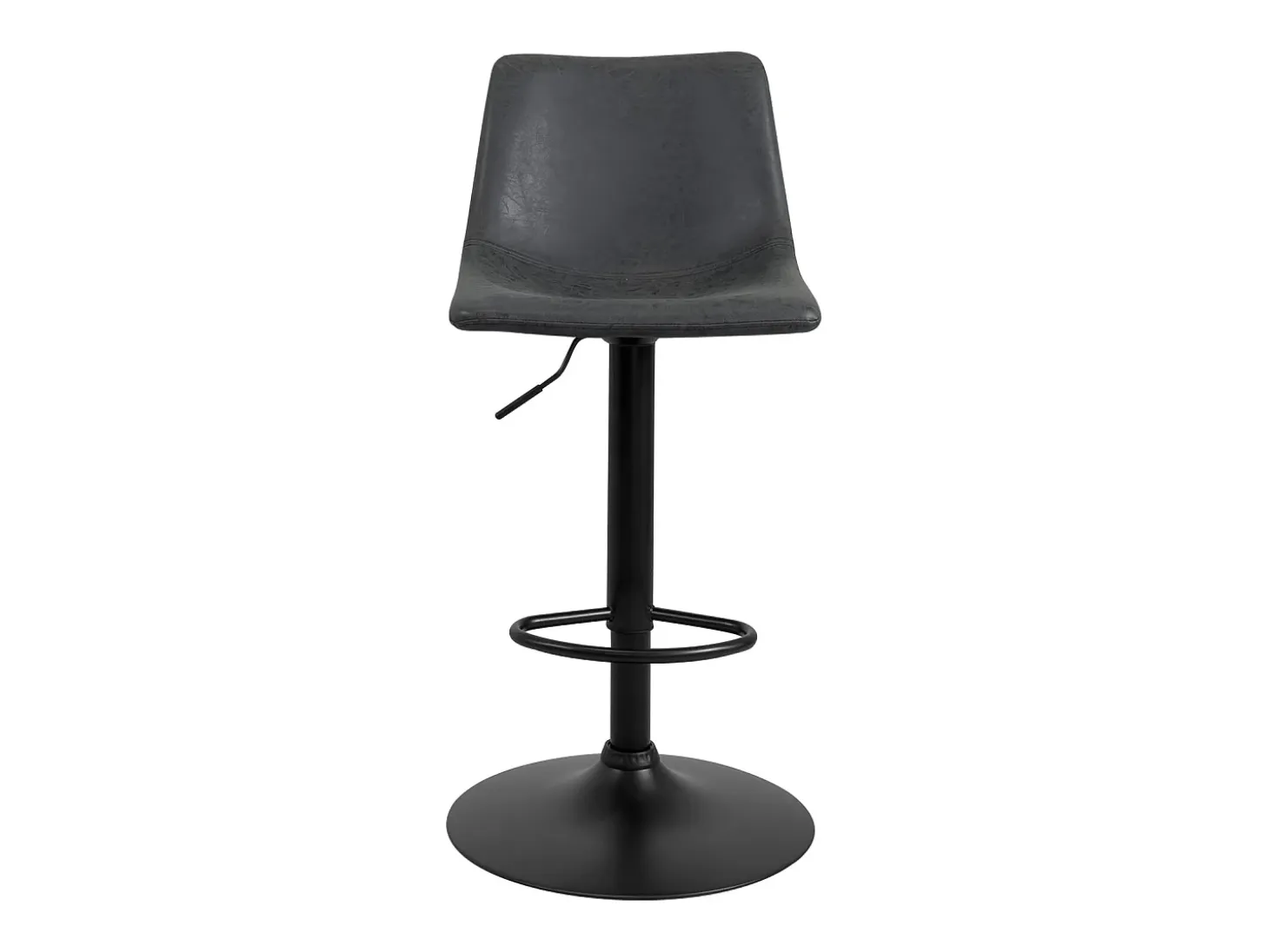 Juego de 2 taburetes de bar industriales, asiento acolchado con respaldo, cuero sintético efecto vintage, giratorio, altura ajustable HELIO (negro)