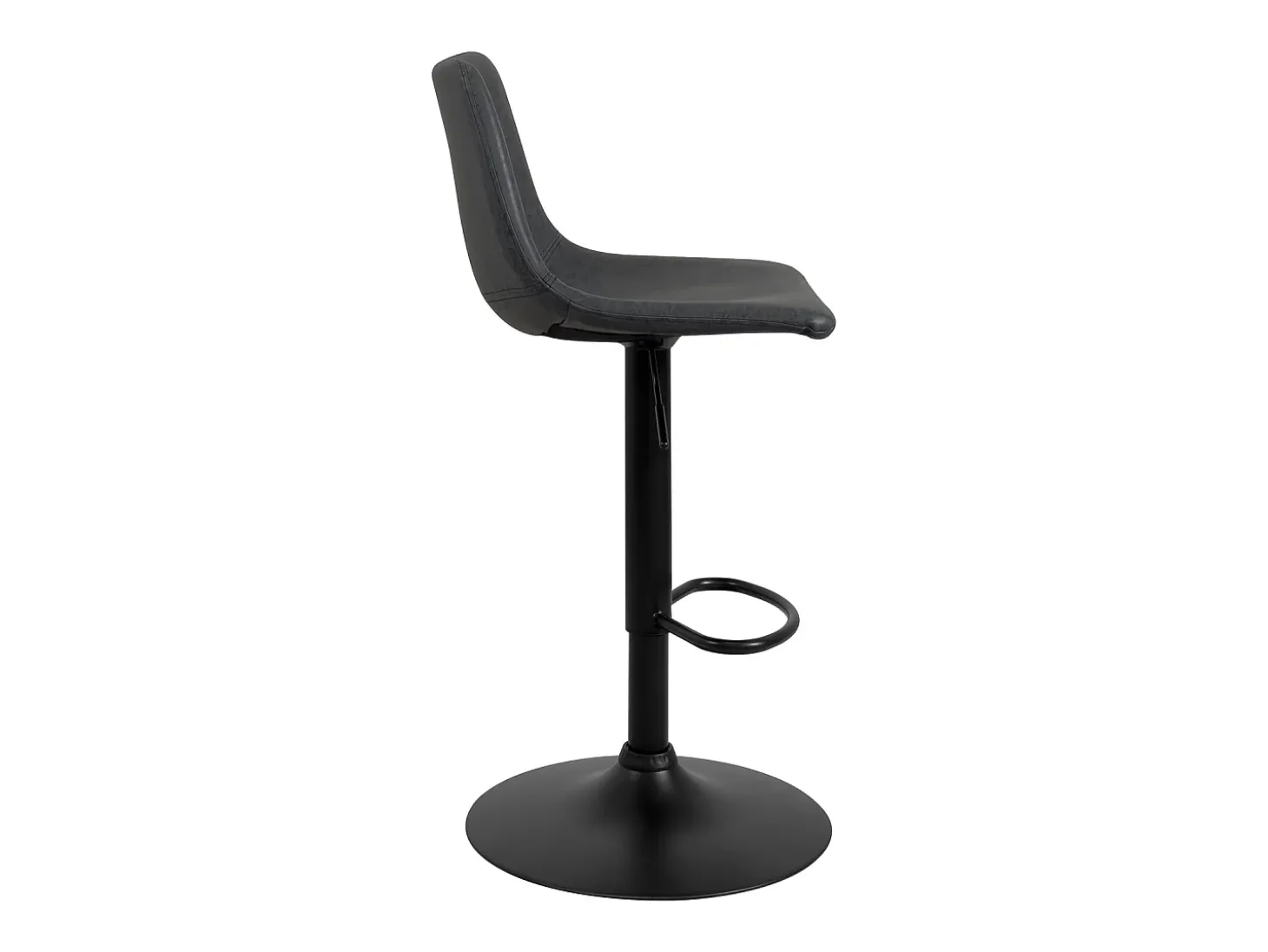 Juego de 2 taburetes de bar industriales, asiento acolchado con respaldo, cuero sintético efecto vintage, giratorio, altura ajustable HELIO (negro)