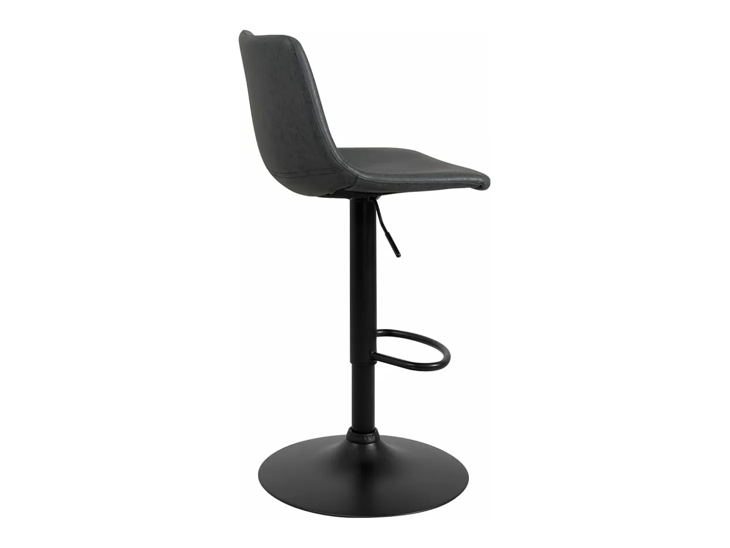 Juego de 2 taburetes de bar industriales, asiento acolchado con respaldo, cuero sintético efecto vintage, giratorio, altura ajustable HELIO (negro)