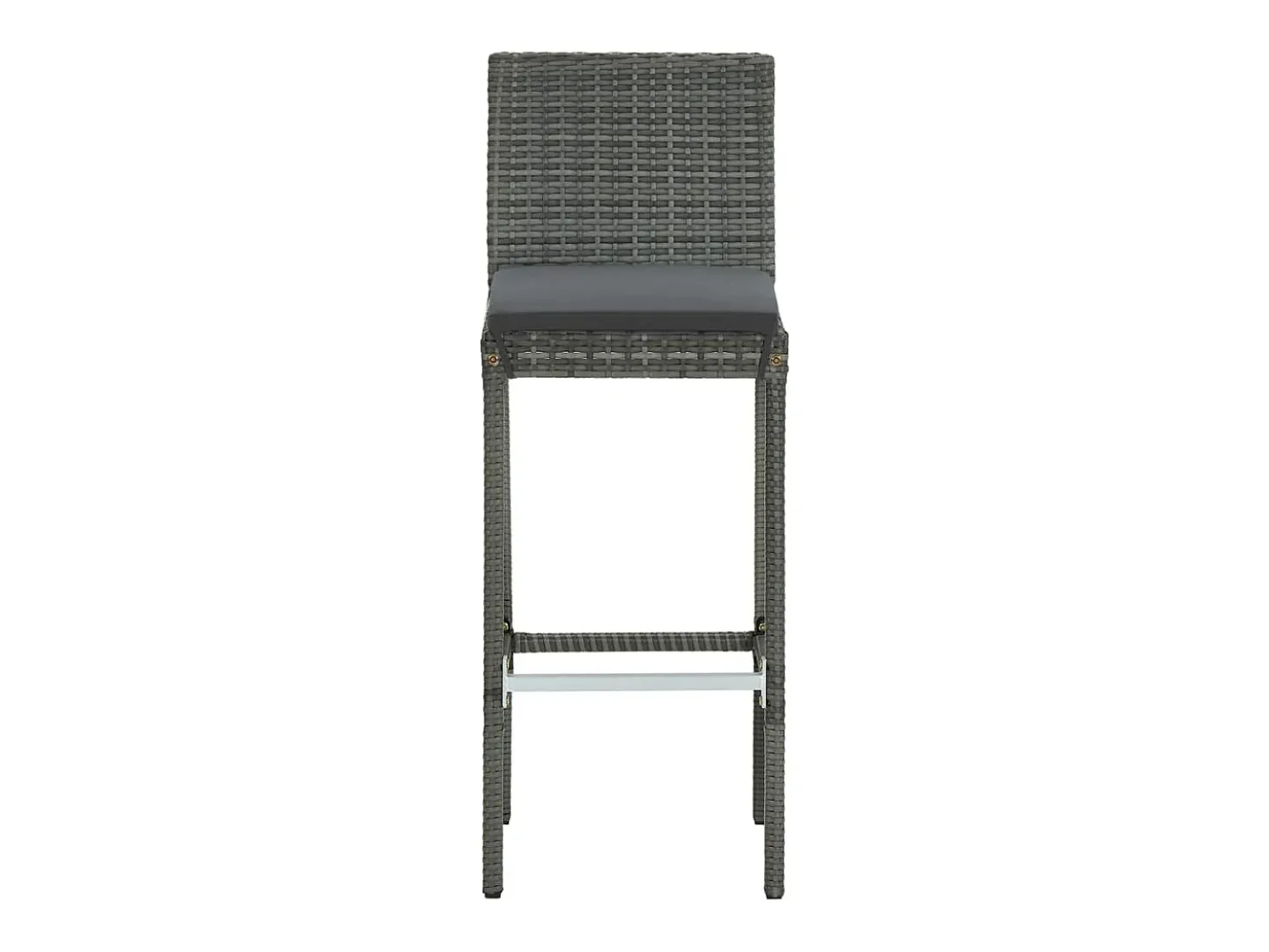 Juego de 6 taburetes de bar con cojines de resina de mimbre gris
