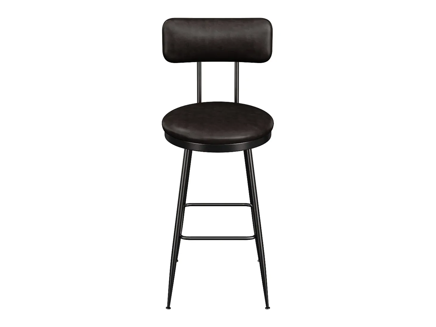 Juego de 2 taburetes de bar - Sillas altas de cocina - Taburetes de bar con reposapiés y respaldo - Para comedor y cocina - Piel sintética - Negro