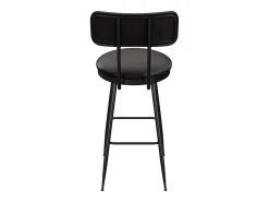 Juego de 2 taburetes de bar - Sillas altas de cocina - Taburetes de bar con reposapiés y respaldo - Para comedor y cocina - Piel sintética - Negro