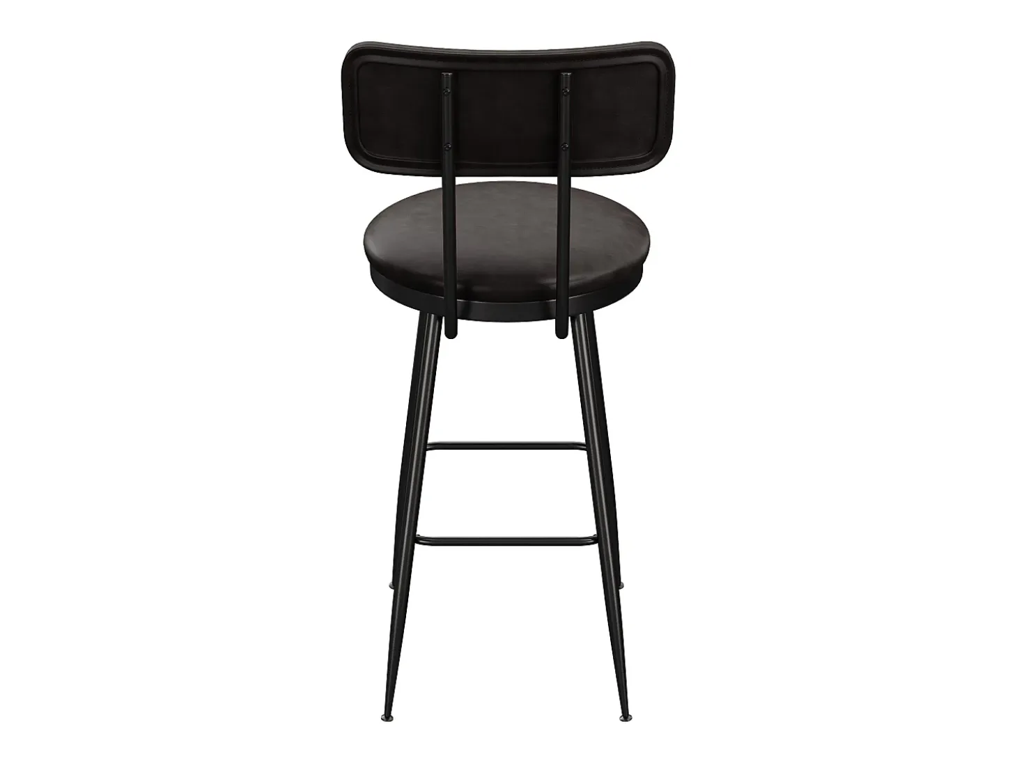 Juego de 2 taburetes de bar - Sillas altas de cocina - Taburetes de bar con reposapiés y respaldo - Para comedor y cocina - Piel sintética - Negro