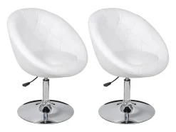 Juego de 2 taburetes de bar de piel sintética blanca