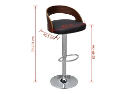 Juego de 2 taburetes de bar de madera curvados