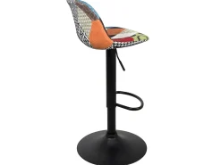 Juego de 2 taburetes de bar de diseño, asiento acolchado de tela patchwork multicolor, giratorio, altura ajustable SIG (patchwork)