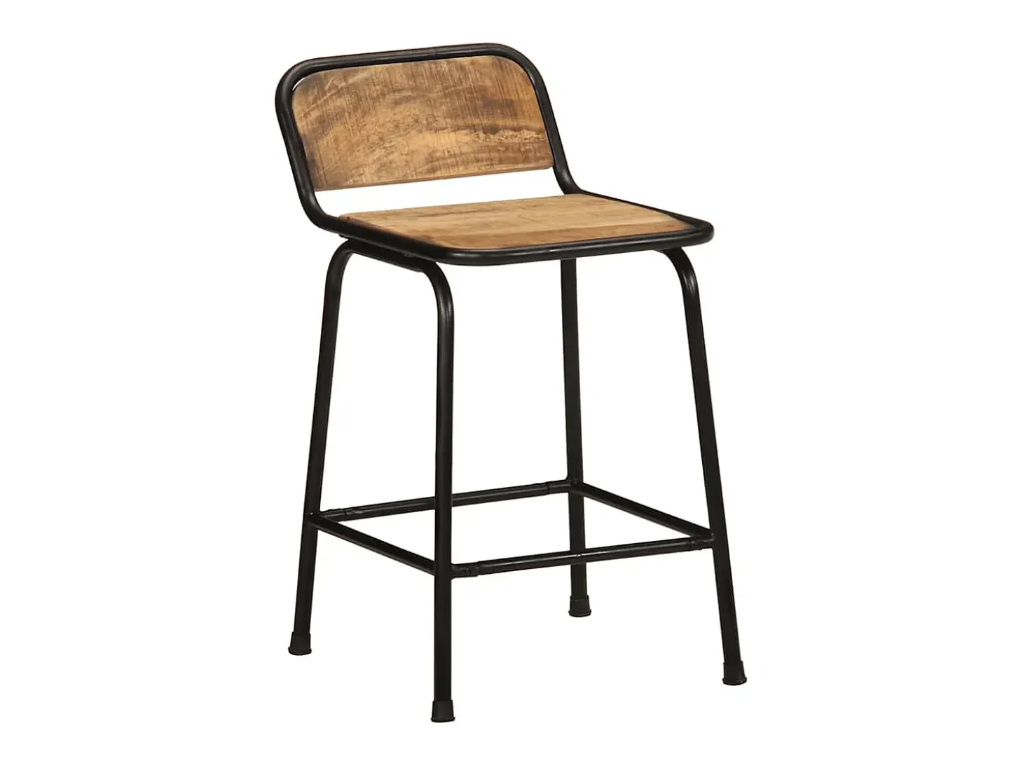 Juego de 4 taburetes de bar de madera maciza de mango en bruto