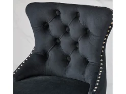Juego de 2 taburetes de bar giratorios en terciopelo - Patas de madera - Negro